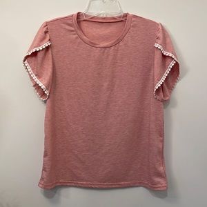 Ruffle/lace. Pink top. Heathered. NWOT